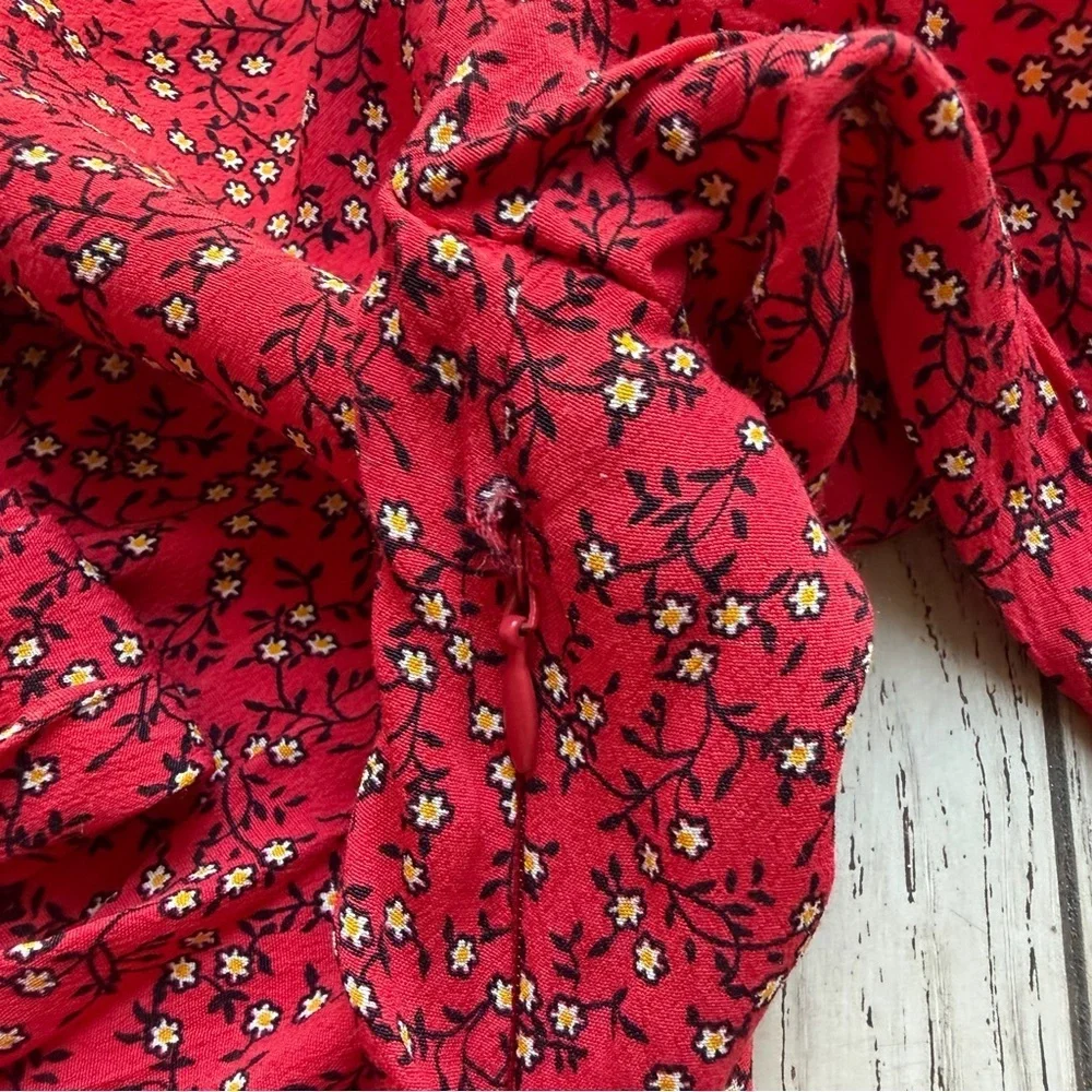 Free People Clara Floral Wrap red Dress - Women size M
